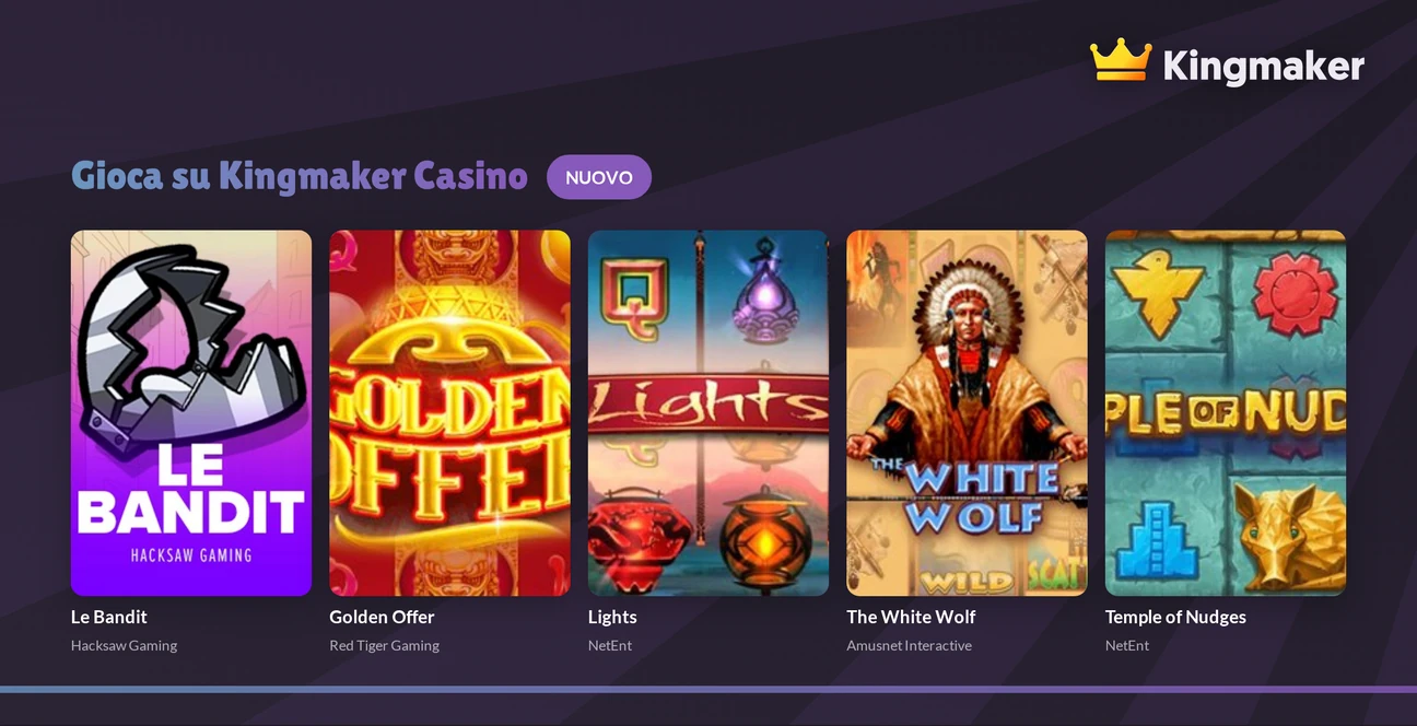Slot in evidenza nella lobby di Kingmaker Casino